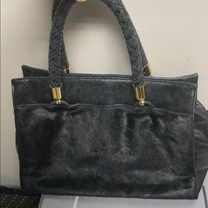 Badgley Mischka Pony Hair Purse Black